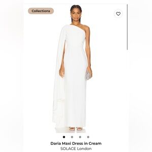 Solace London One-Shoulder Cream Maxi Dress